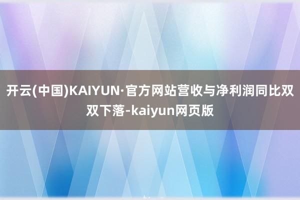 开云(中国)KAIYUN·官方网站营收与净利润同比双双下落-kaiyun网页版